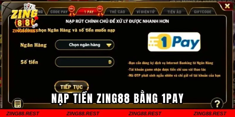Giao dịch nạp vốn bằng 1pay